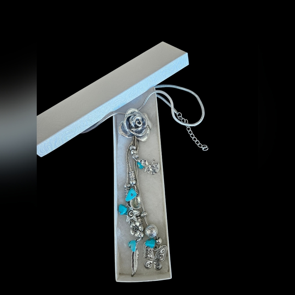 Silver Floral Pendant Necklace - Picture 6 of 13
